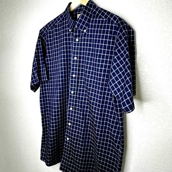 LL Bean Men’s Short Sleeve Cotton Plaid Shirt Large Tall EUC - Picture 1 of 11